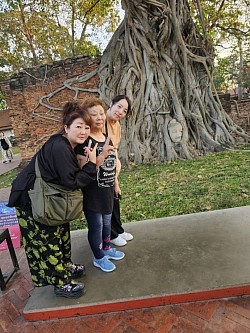 พาลูกค้าไปดูพระพุทธรูปใต้ต้นไม้วัดมหาธาตุ
